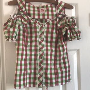 Speith & Wensky Octoberfest Blouse Gingham Off Shoulder 36EU (US 4)